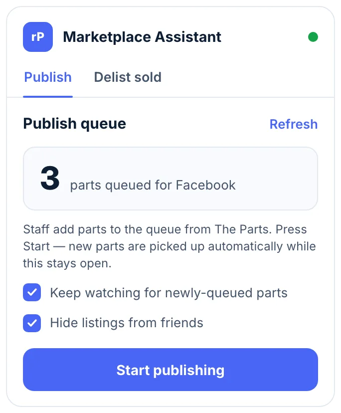 reParta Facebook Marketplace browser extension